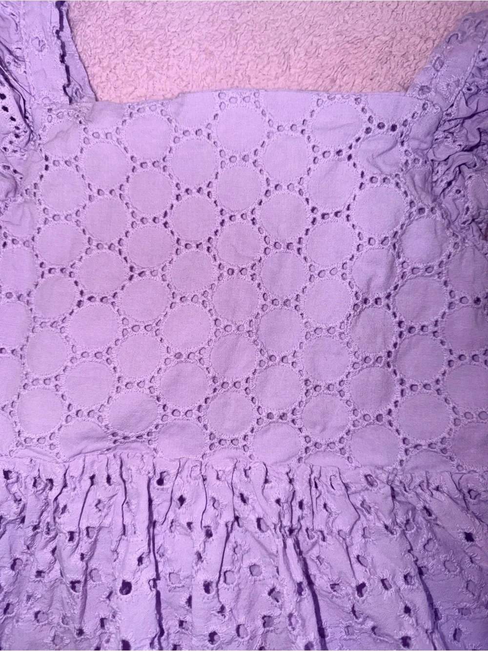 Blueberi Boulevard Lavender Eyelet Ruffle Strap Dress - Picture 3 of 4